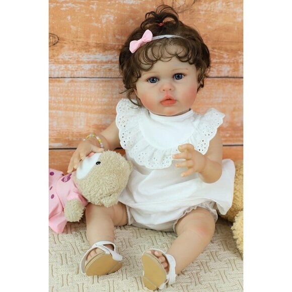 20 Inch Reborn Baby Doll Realistic Newborn Girl Vinyl Body with Hair Accessories